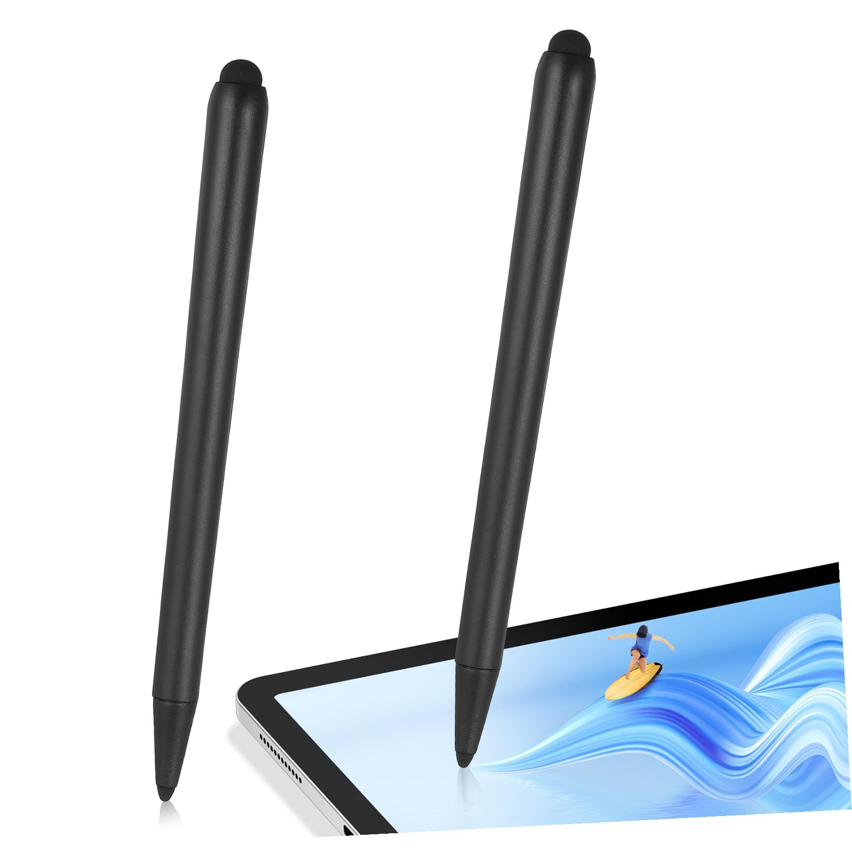 Pennino Touch per Schermo, Doppia Punta, Abs, Nero, 2 Pezzi
