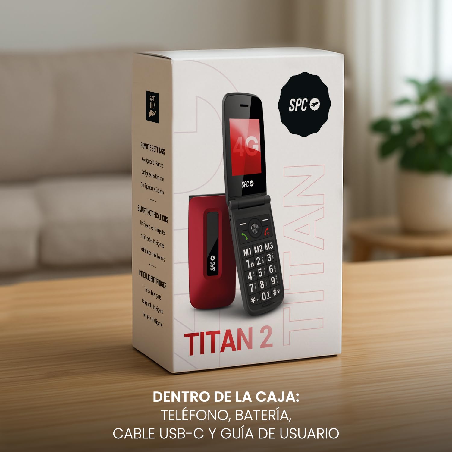 SPC Titan 2 + Cargador 20W | Teléfono móvil de para Mayores con Teclas Grandes, 4G, Timbre Alto, 2,4” | Fácil de Usar y configuración remota | 3 memorias directas | 7 días batería | Rojo