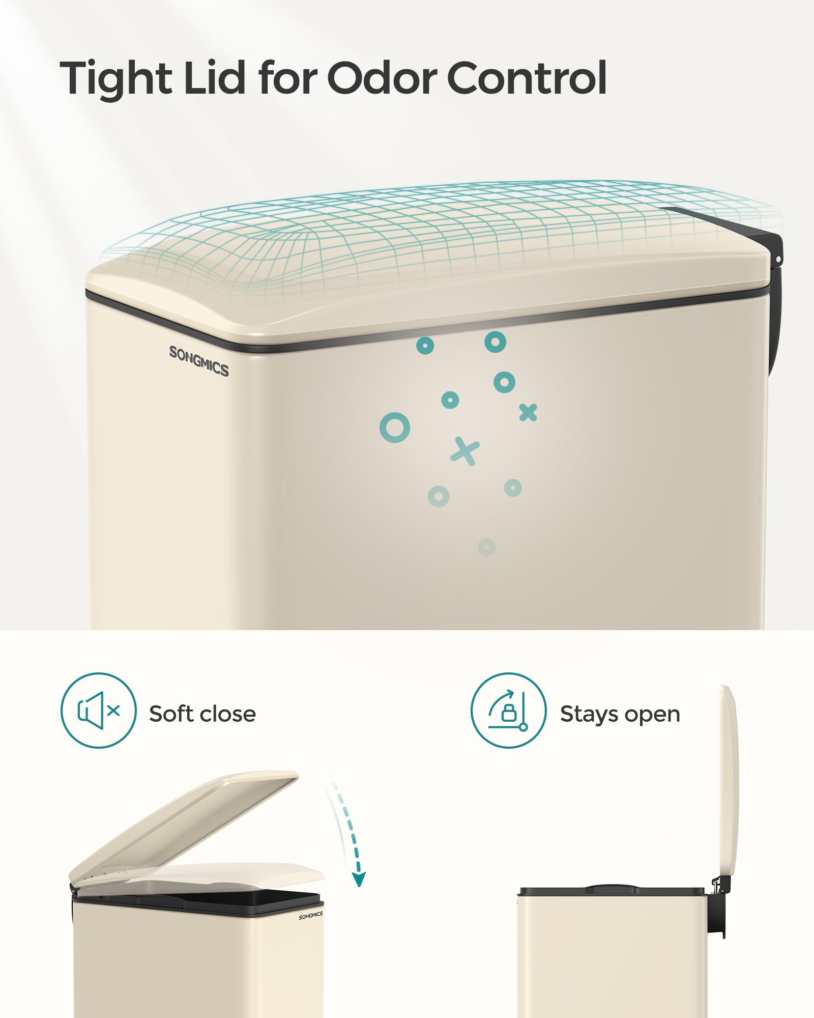 SONGMICS ごみ箱　LTB510E 48 48L 幅26cm SONGMICS ゴミ箱 ふた付き ペダル式ダストボックス 48L大容量