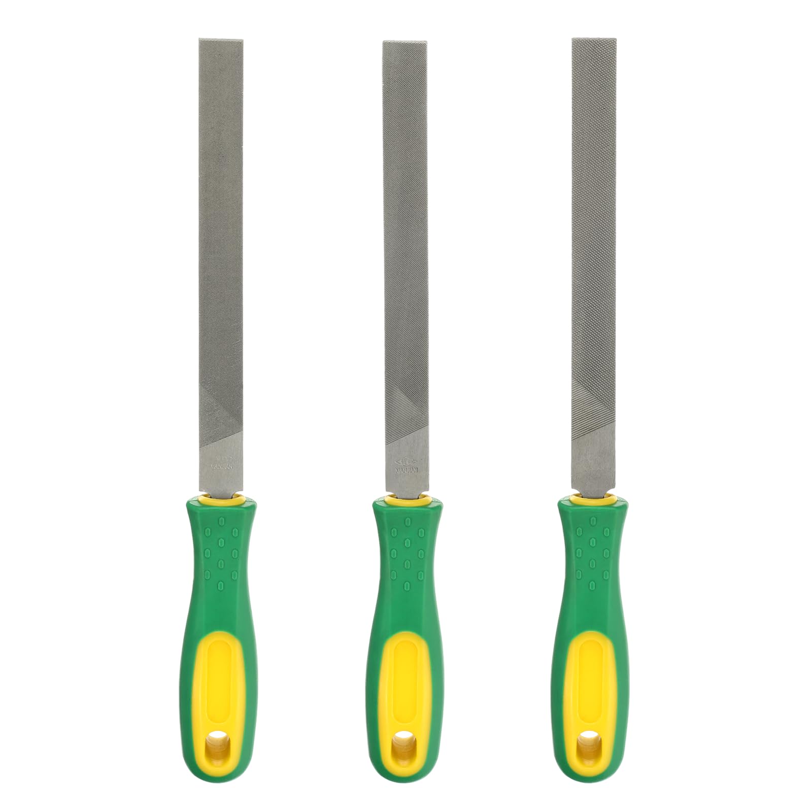 sourcing map 3pcs Flat Cut File 8" Double Cut Teeth High Carbon Steel Hand Rasp File with Plastic Handle for Metal Wood Deburring Removing