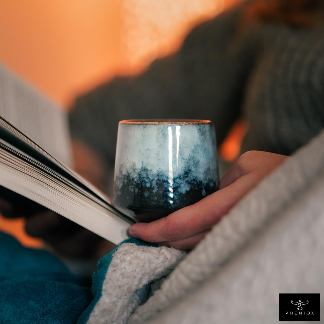 Pheniox Zestaw Filiżanek Cappuccino Infinity | 4 x 220 ml – Wysokiej Jakości Porcelanowe Filiżanki | Zestaw Kawy Bez Uchwytu | Prezent o Nowoczesnym Wzornictwie – Nadają Się do Mycia