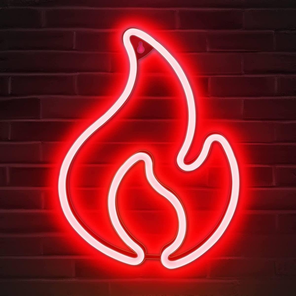 BPA Flame Neon Sign, USB Powered Red Flame Neon Light with On/Off Switch, Flame Led Light Sign for Wall Decor, Hanging Flame Shaped Light, Fire Neon Lights for Bedroom, Gaming Room Setup