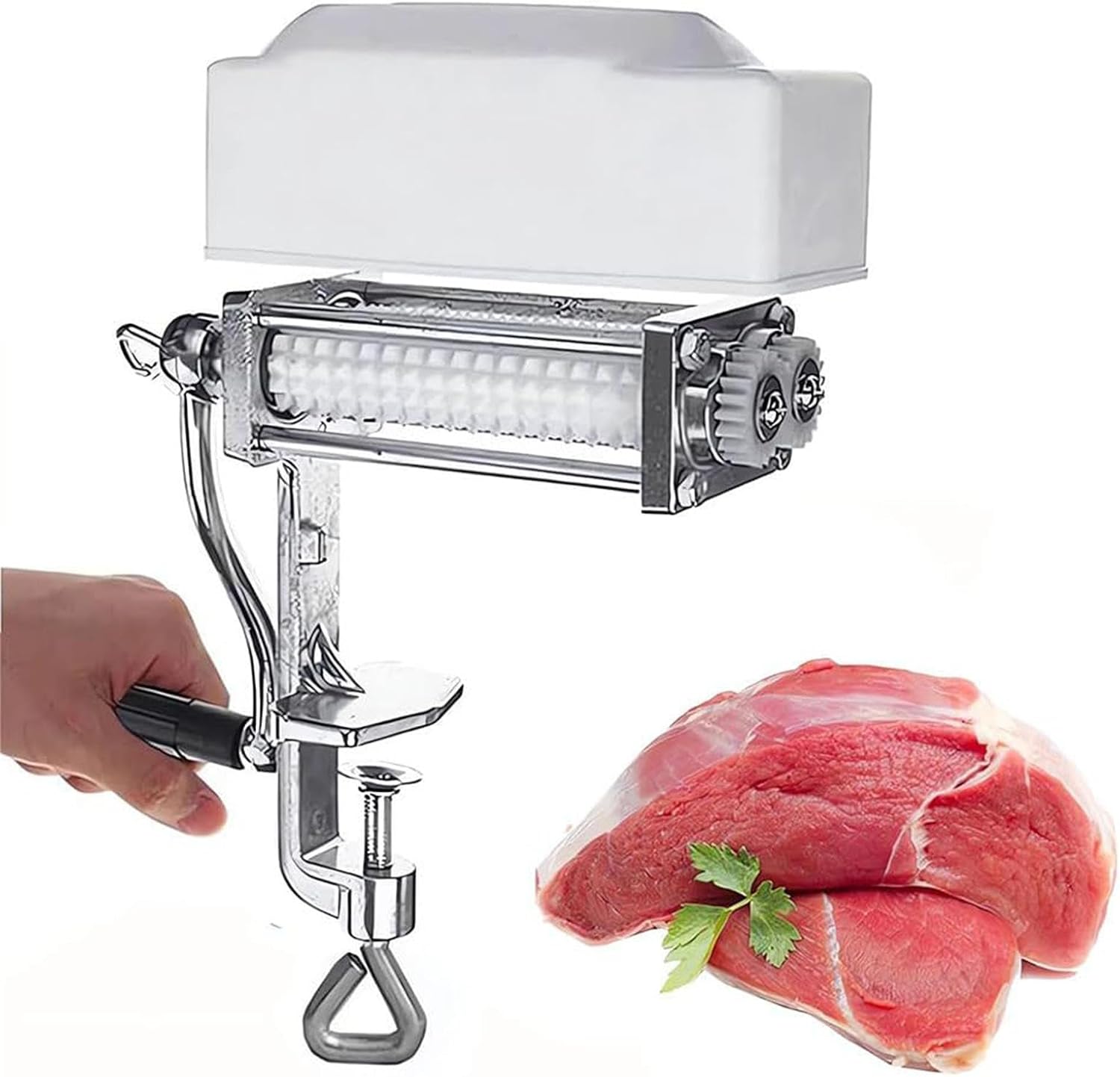 Manual Rolling Meat Tenderizer Machine, Hand Crank Meat Tenderizer Attachment, Commercial Tenderizer Tool for Home Kitchen Restaurant