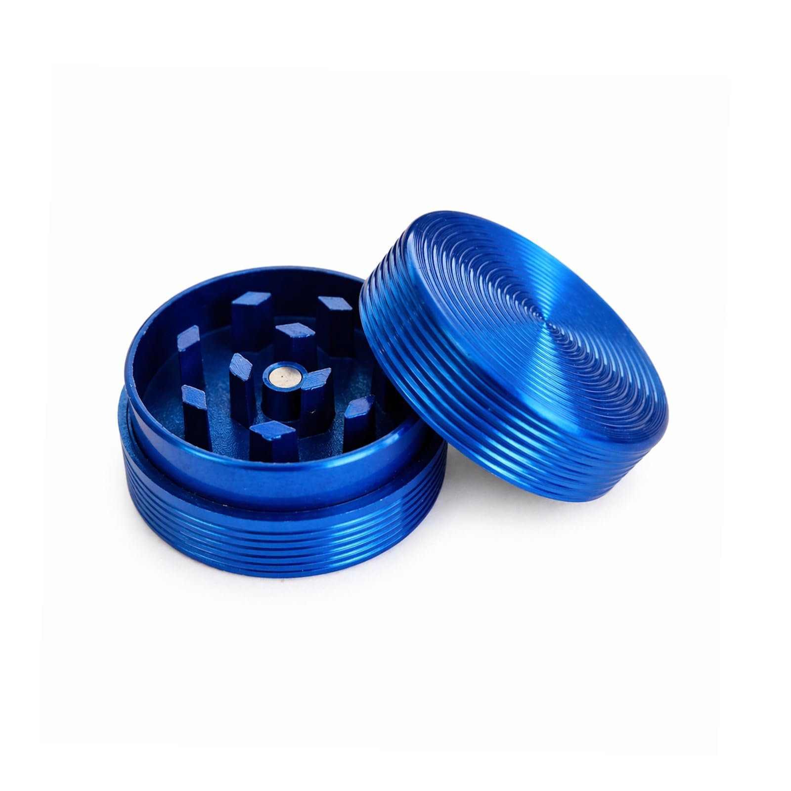 Budawi® Mini Grinder aus Metall – CNC-gefrästes Mahlwerk – Blau eloxiert – Kräutermühle Ø 30 mm – handlich, präzise & langlebig