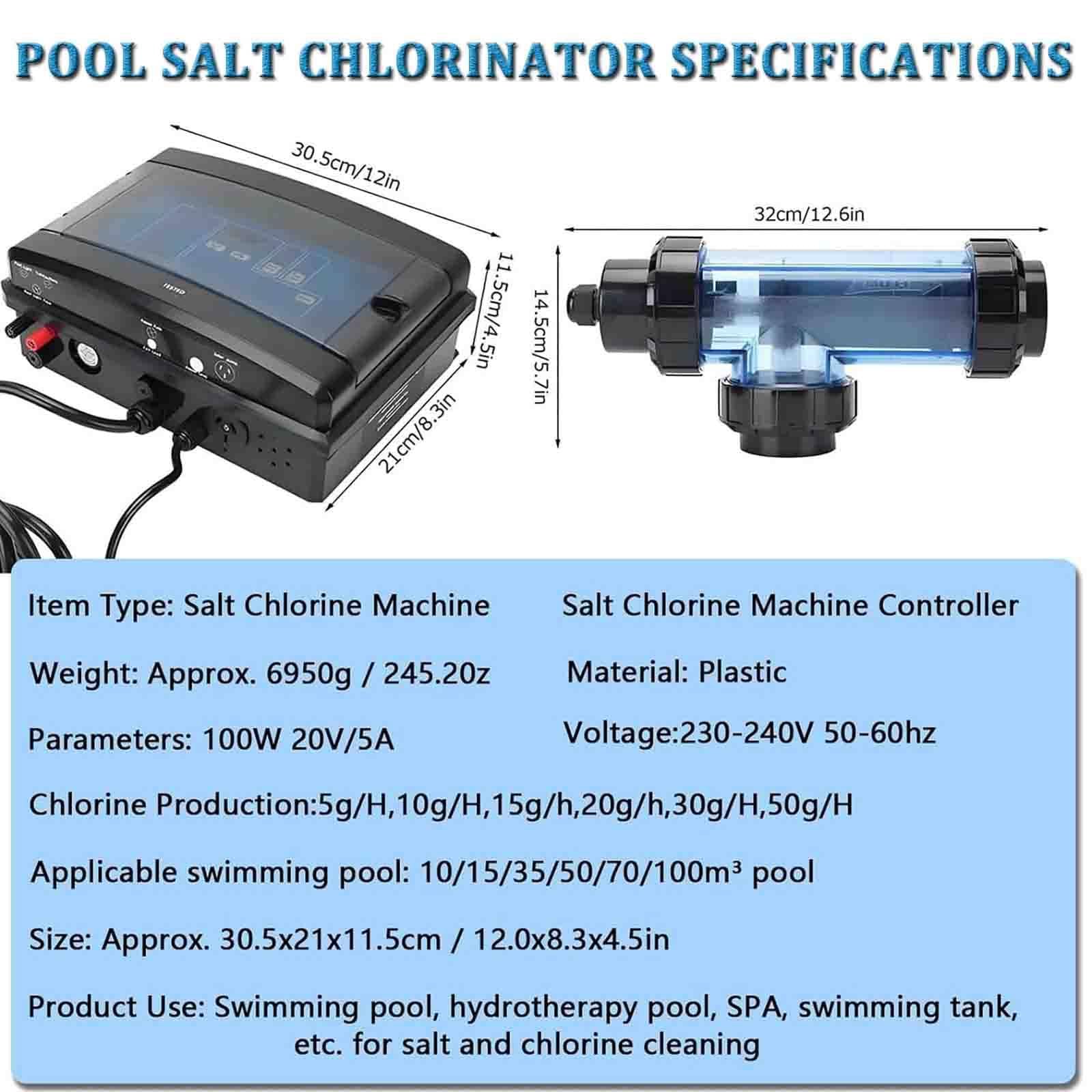 Generador Electrolítico Cloración Salina,Celda Cloradora Agua Salada 20g/H