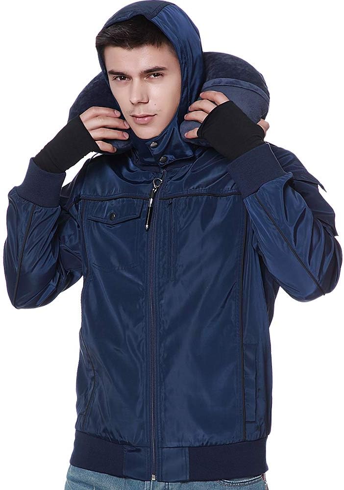 BOMBAX Travel Jacket Men,10 Pockets Windbreaker Flight Bomber Jacket & Coats
