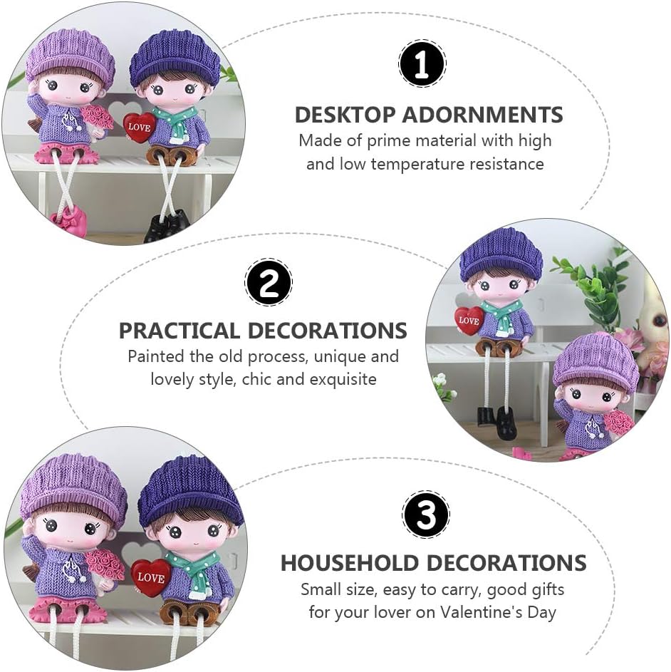 ABOOFAN 2 Pcs Hanging Feet Couple Doll Couple Garden Sculpture Decor Desk Topper Valentines Day Statue Boys Suit Miniature Figurines Doll Resin The Lover Lovers