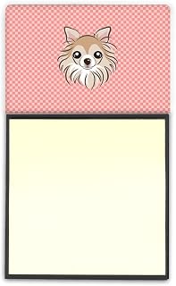 Caroline's Treasures Checkerboard Pink Chihuahua Refillable Sticky Note Holder or Postit Note Dispenser, 3.25 by 5.5", Multicolor