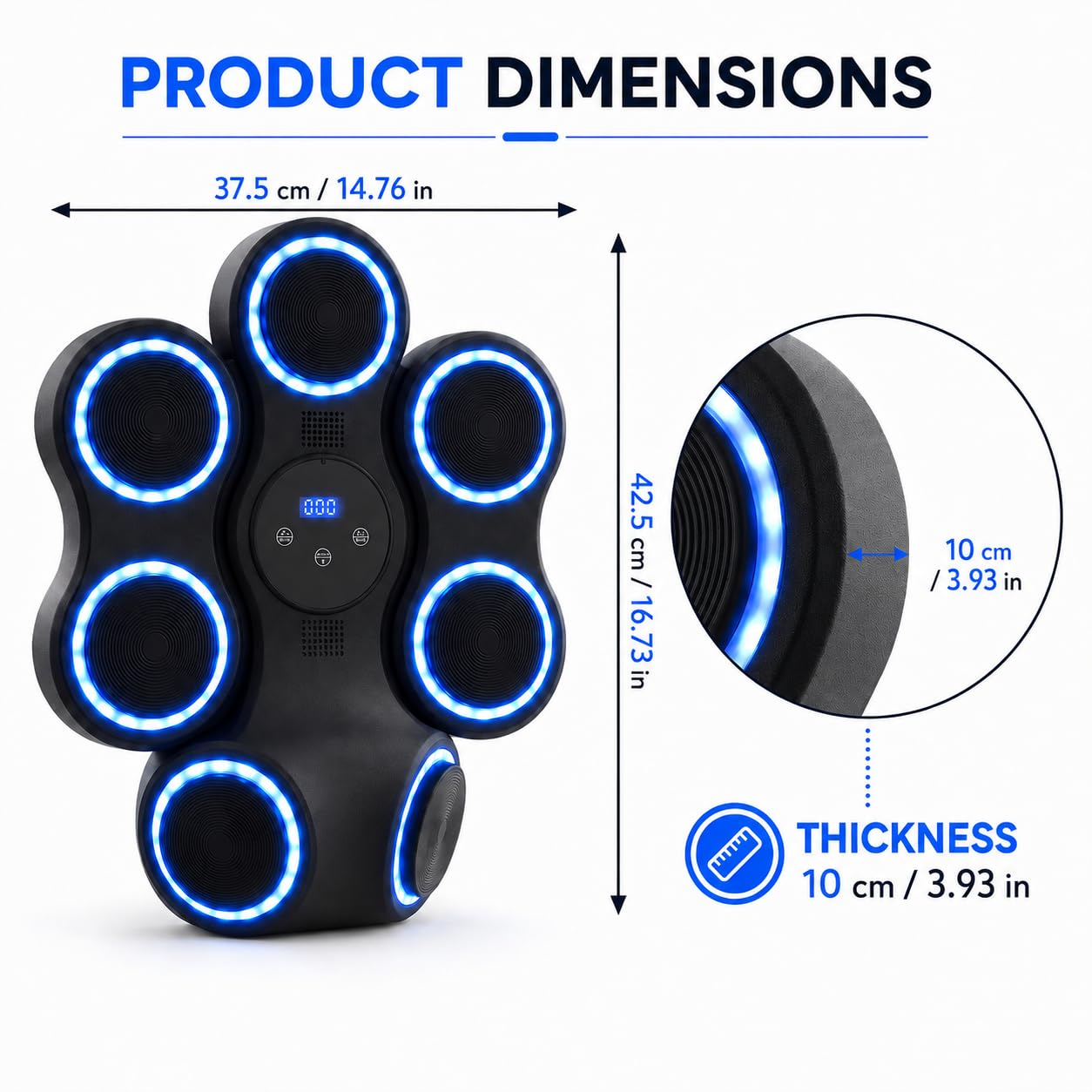 Macchina da boxe musicale, dispositivo fitness con guantoni da boxe, allenatore intelligente Bluetooth, supporto da parete per adulti e bambini, bersaglio elettronico da boxe, fitness per casa