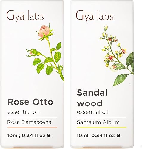 Aceites esenciales de rosa para uso en la piel y aceite esencial de sándalo para difusor Juego de aceites esenciales 100% puros de grado