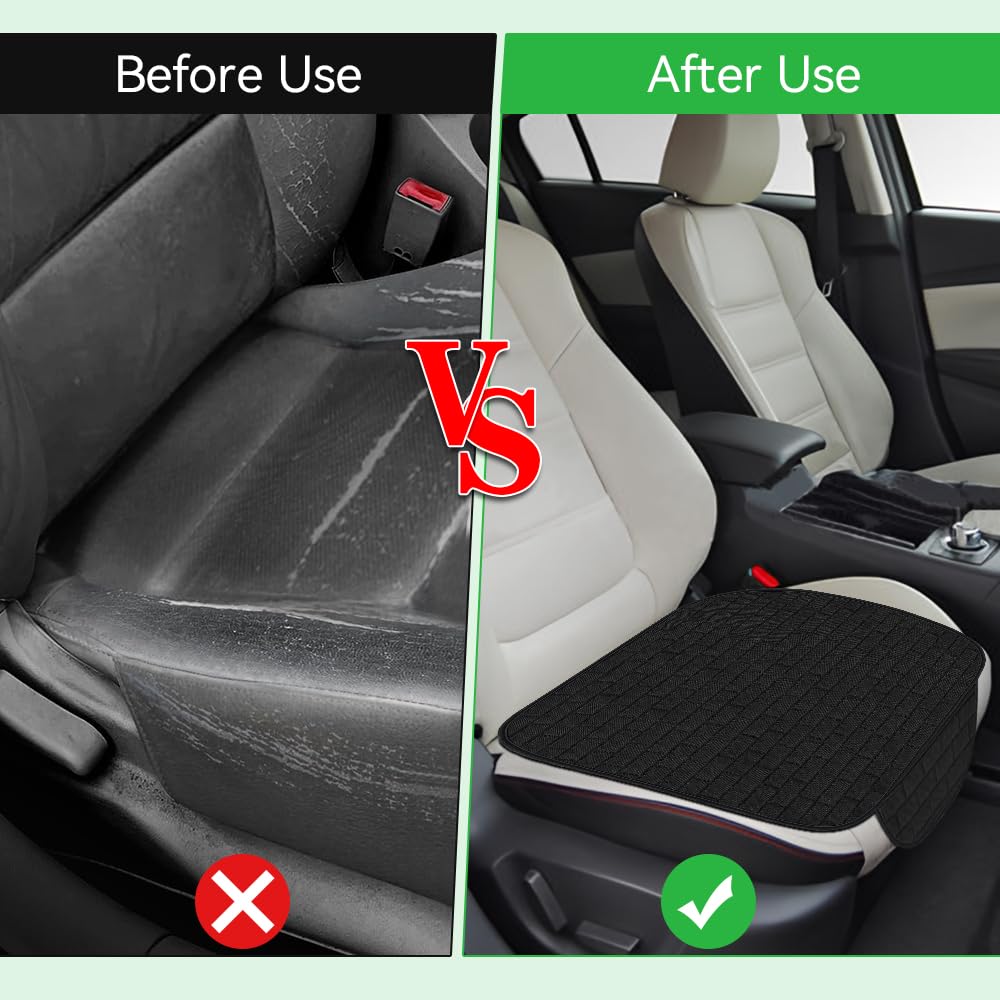 Cuscino Sedile Auto Anteriori Antiscivolo,Cuscini Sedili Anteriori Universale,Copri Sedile Auto in Tessuto Morbidi e Traspiranti per Seggiolino Auto, SUV (Nero,58.7 * 47.6cm)