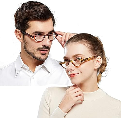 Miniatura 6 de Hubeye Gafas de lectura con marco de media luna, 3 pares de lectores de plástico ligero para mujeres y hombres con bisagra de resorte +1.0