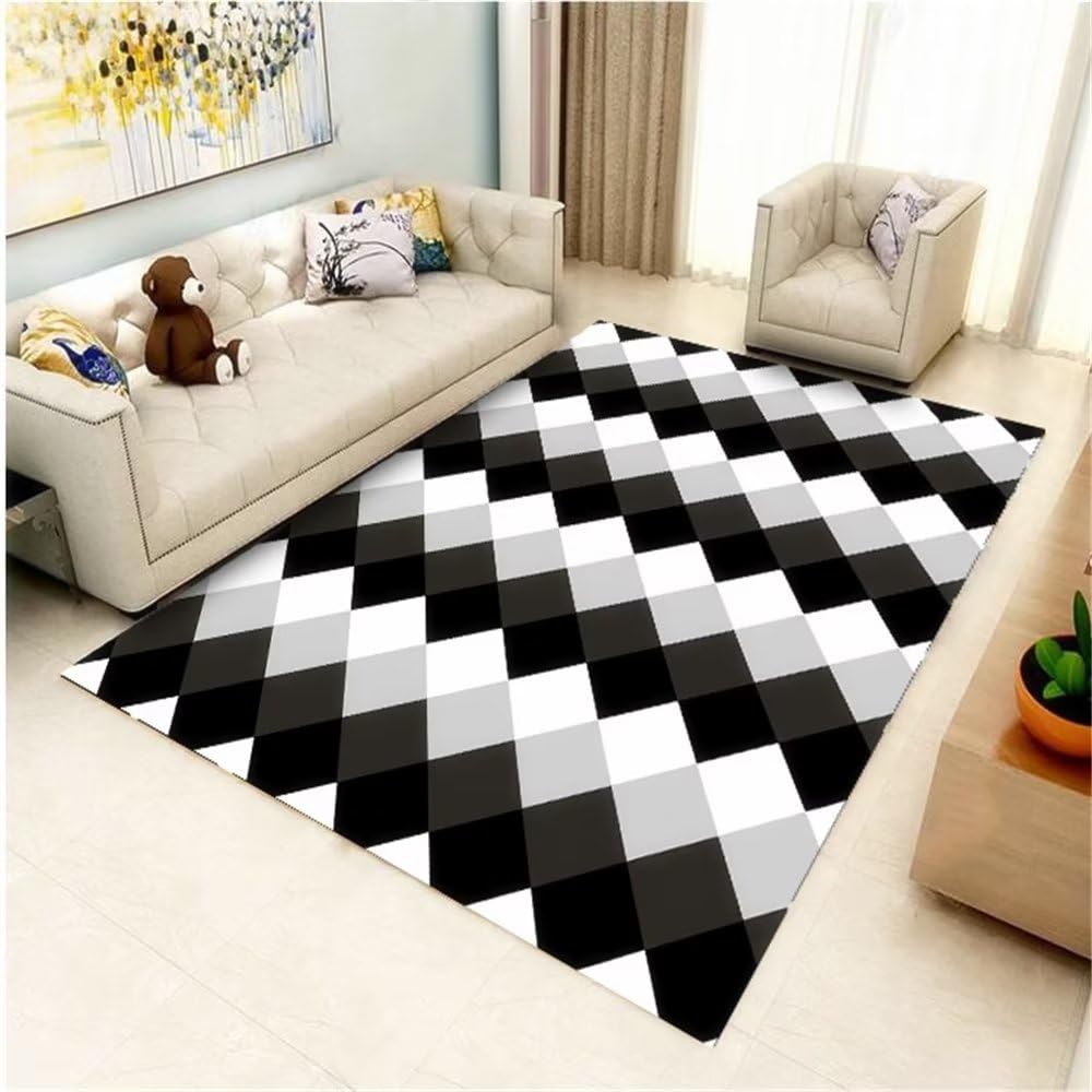 Tapis de restaurant durable au motif rayé de treillis élégant 200x300cm