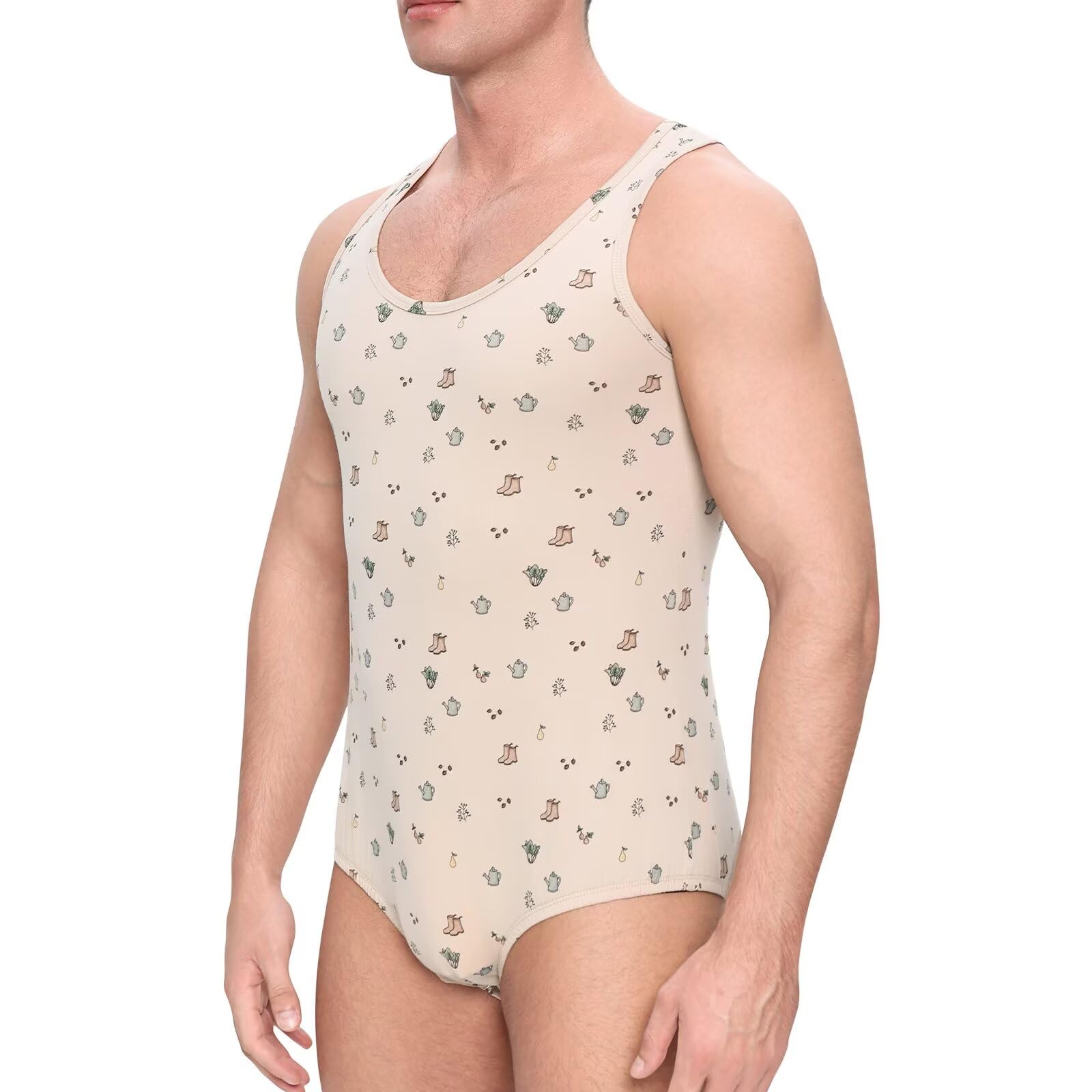 Landofgenie Body Homme sans Manches Débardeur Pyjama Combinaison pour Adultes