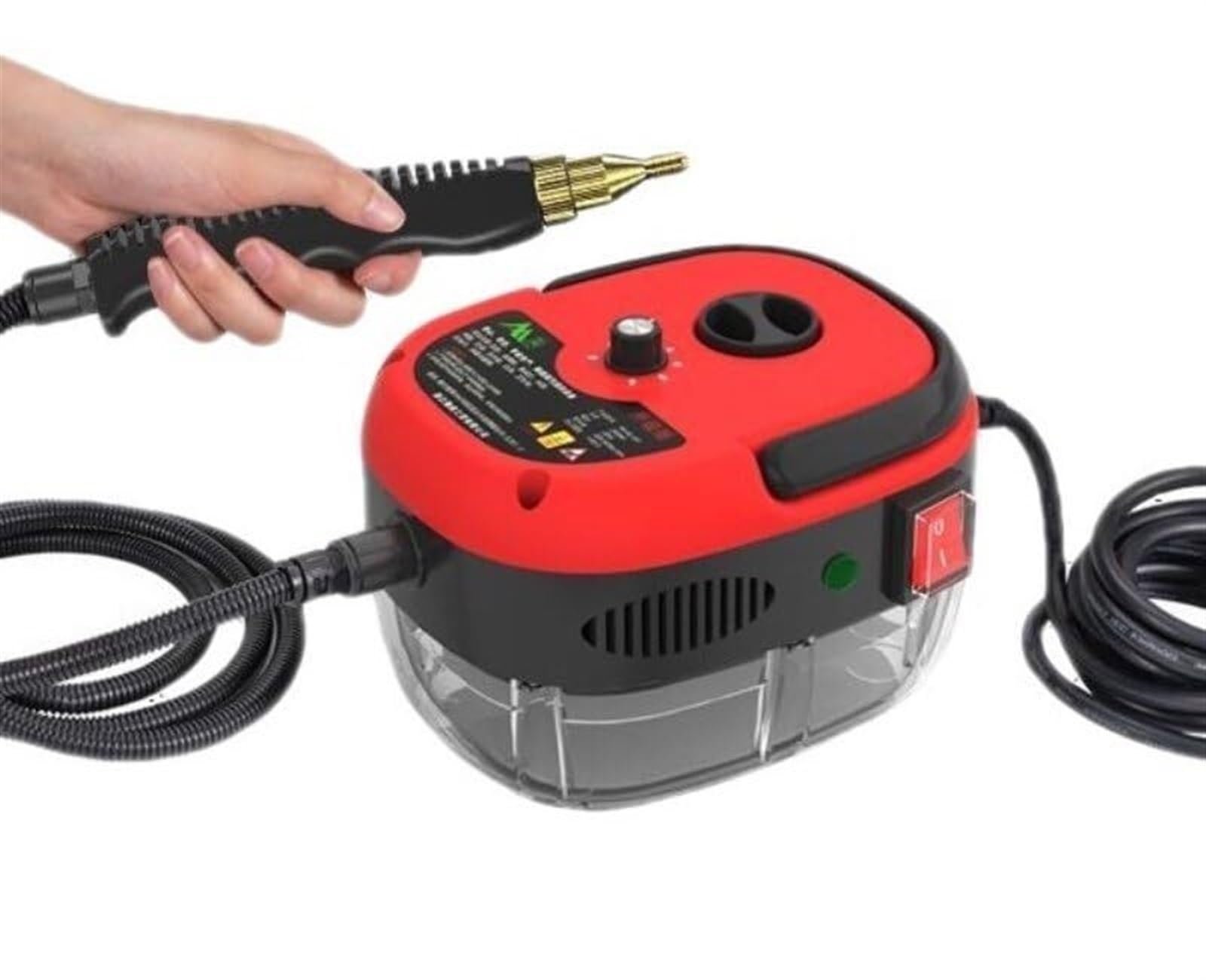 Nettoyeur Vapeur Haute Pression 2500 W, Nettoyeur Vapeur Portable Avec 3 Têtes De Brosse Et Chauffe Rapide En 10 Secondes(Red,220V)