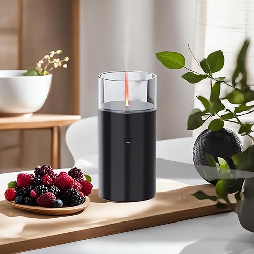 Difusor de luz de velas, 2.0 fl oz, niebla ligera, recargable, funciona con pilas, portátil, 0.3 fl ozH, aroma, aceite esencial, humidificador