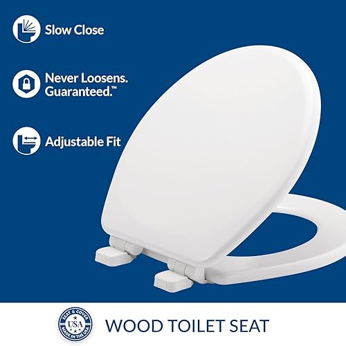 Miniatura 2 de MAYFAIR 843SLOW 000 Lannon - Asiento de inodoro que se cierra lentamente y nunca se afloja, redondo, madera esmaltada duradera, color blanco