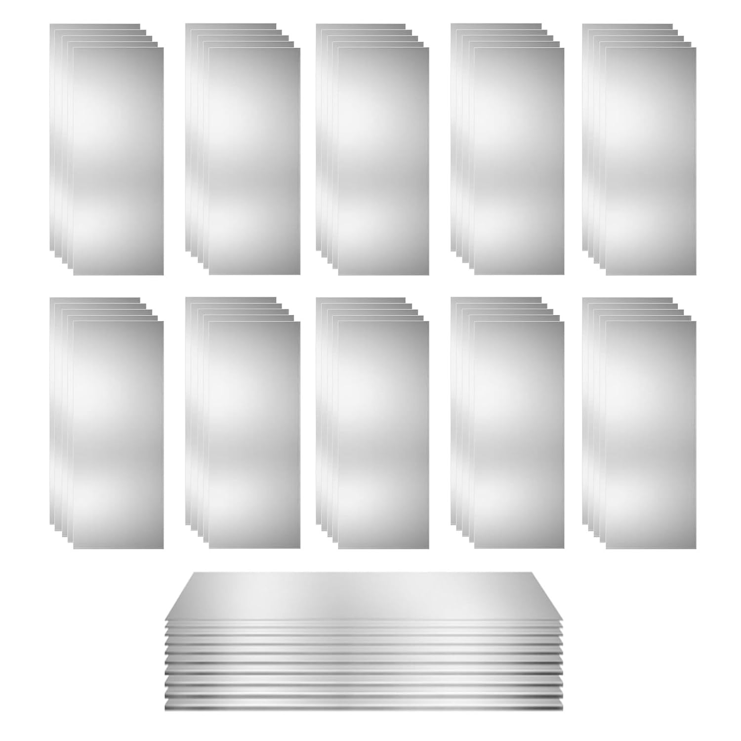 50 Pcs Shim Stock Assortment, 304 Stainless Steel 2" Width x 6" Length Metal Shims for Kitchen Trim Gap Filler Tools Home Improvement with 10 Thickness (0.0007"-0.01")