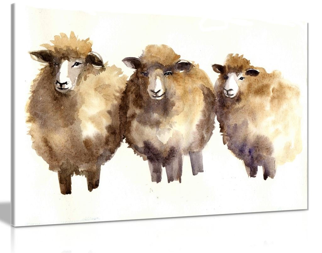 Panther Print Painting Of Sheep Animal Reproduction Canvas Wall Art Picture Print (36X24)