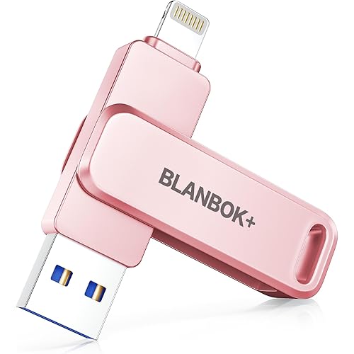 MFi Certified Flash Drive 256GB for iPhone USB Memory Stick Thumb Drives High Speed USB Stick,Photo Stick External Storage for iPhone/iPad/Android/PC（Pink）