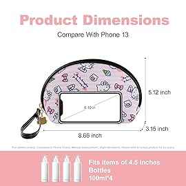 AmBealla 2PCS Cosmetic Bag Portable Storage Bag for Women,Cute Compact Travel Makeup Bag for Keys and Phone,Portable Bag for Girls,Pink