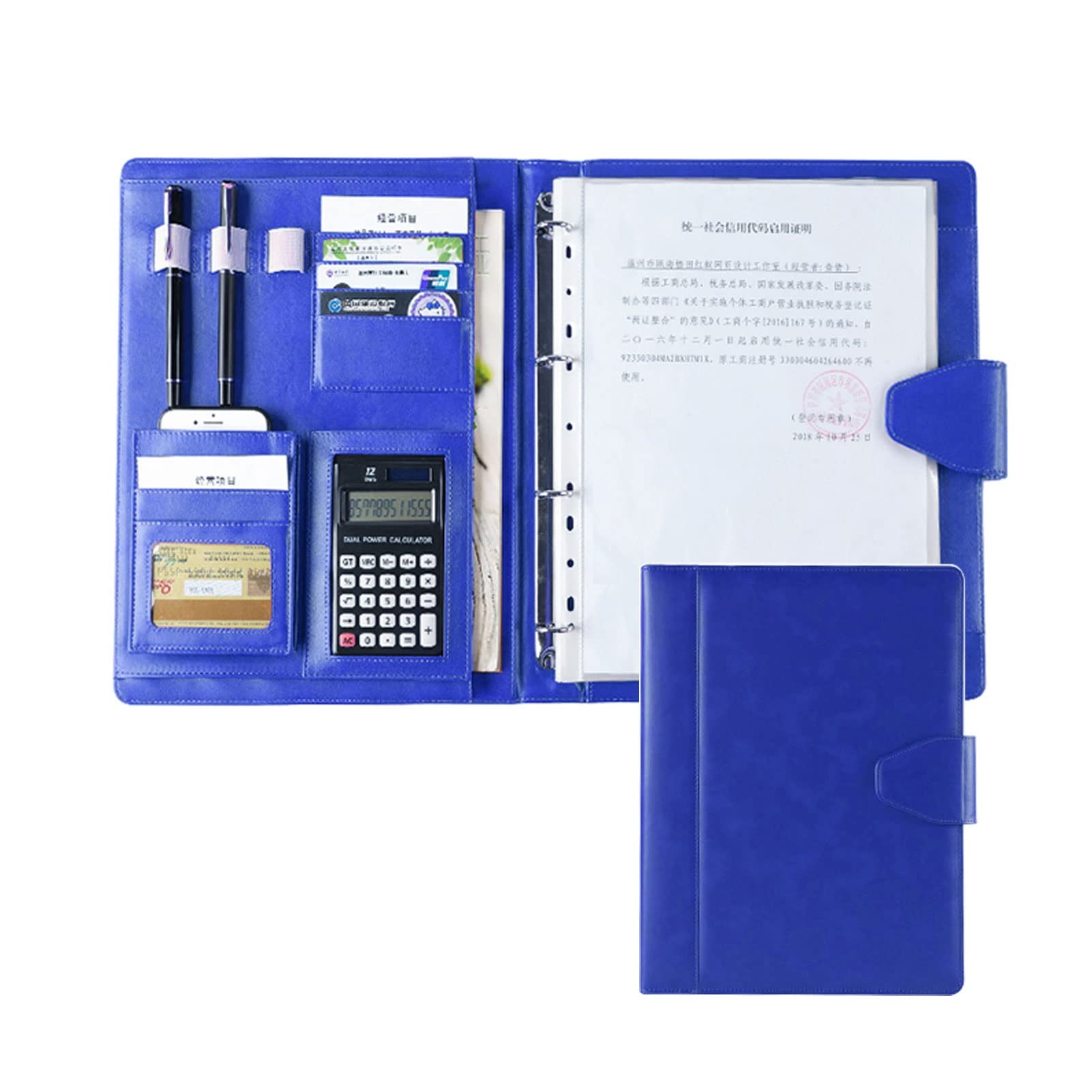 Schreibmappe A4, Portfolio-Binder Kunstleder Aufbewahrung Klemmbrett Padfolio für Frauen und Männer Visitenkartenhalter enthalten A4 Schreibblock für Business Schule Büro