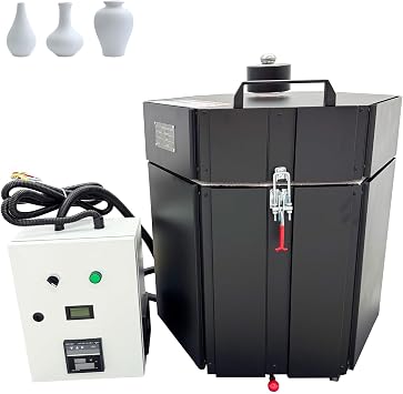 Electric Kiln 1280C 0.95cu ft 220V Single Phase 4KW | High Temperature Heating Machine,Digital display, Mini Portable Hexagonal Ceramic Kiln for Home and School