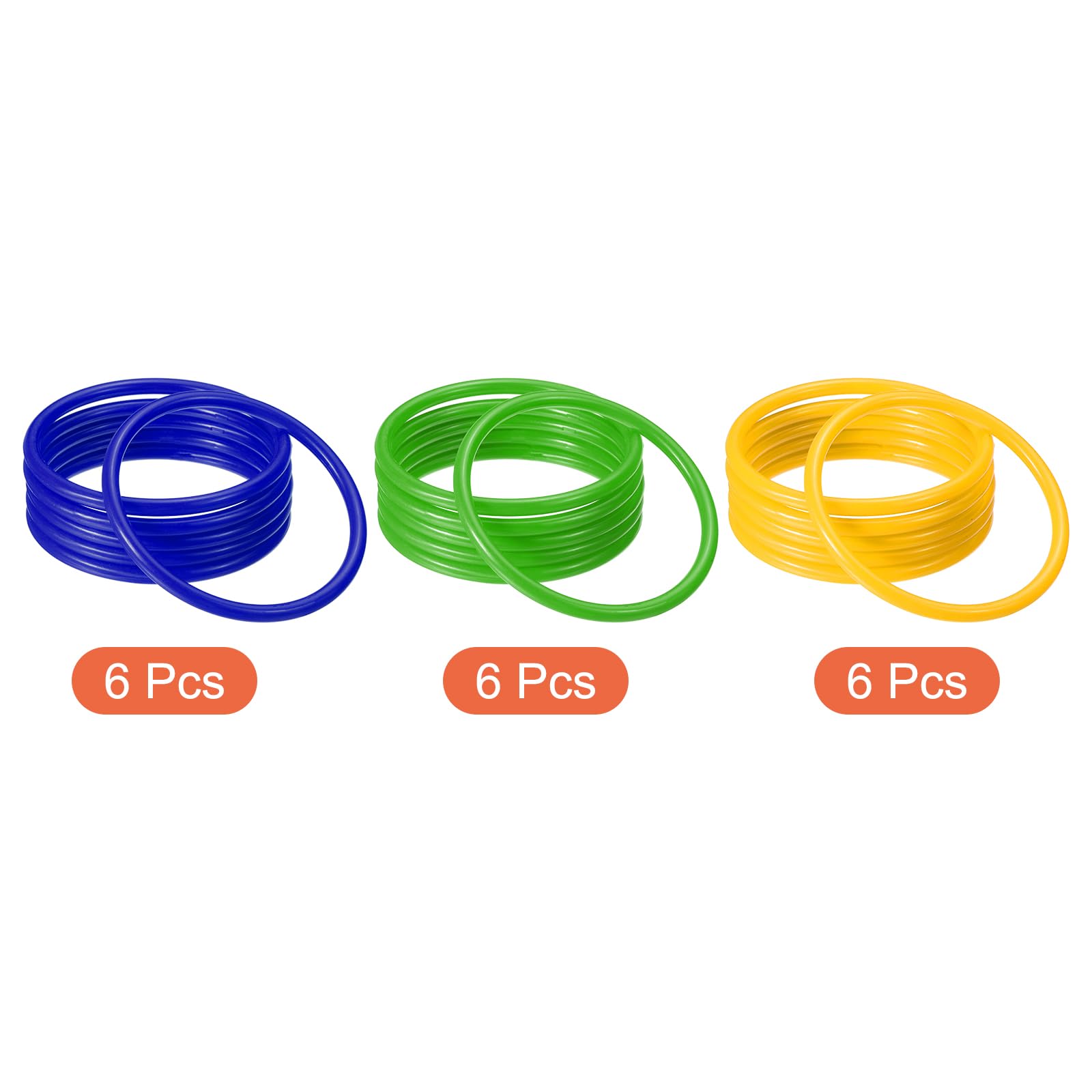 PATIKIL Carnival Ring-Toss Rings 8cm ID, 18 Pack Plastic Hoop for Outdoor Party Favor Game Booth (Blue, Green, Yellow) - Image 3