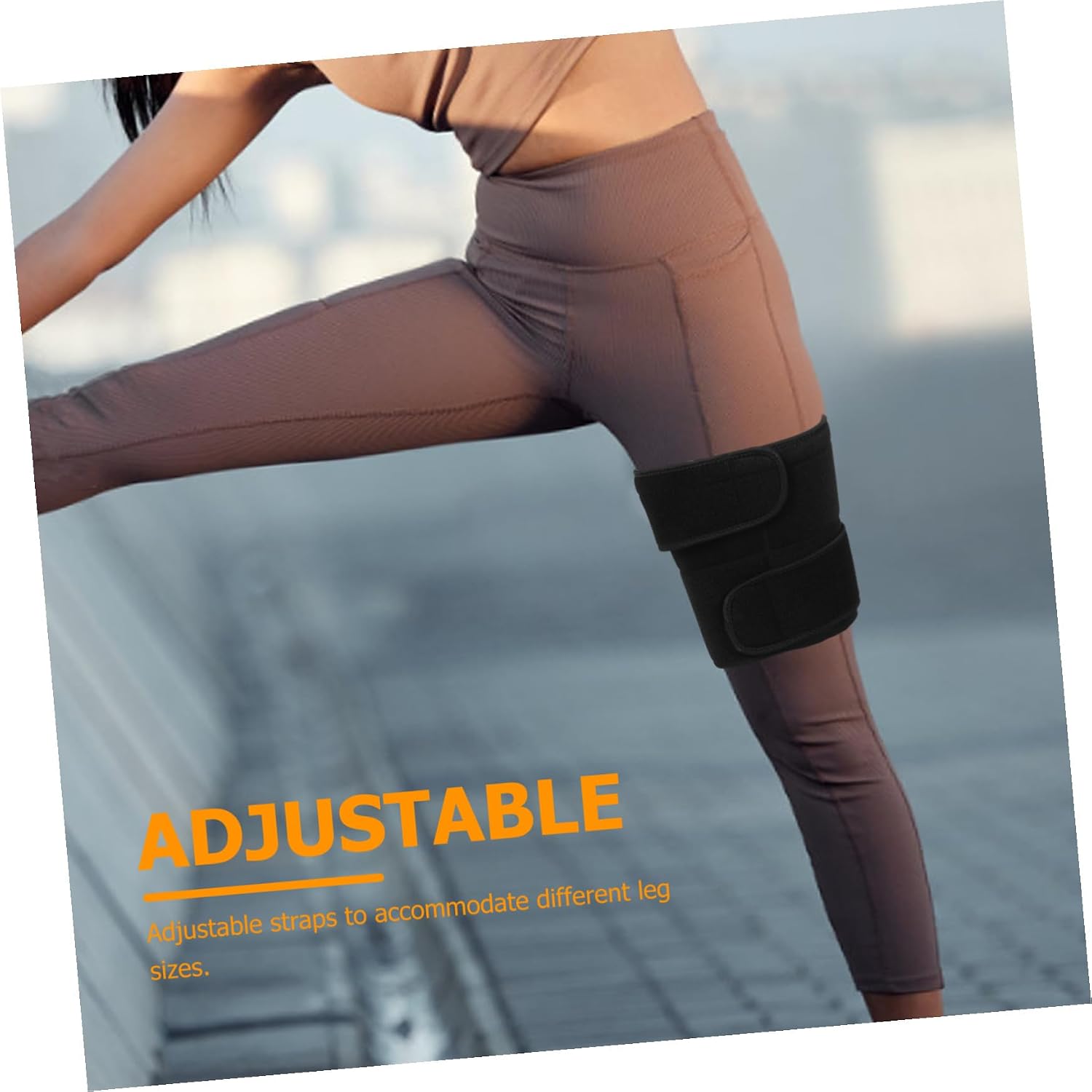 TEHAUX Thigh Support Brace Large Size for Men and Women, Sports Thigh Band with Adjustable Inner Strap, Groin Strain Protection Compression Wrap, Fitness and Basketball Leg Wrap for Daily