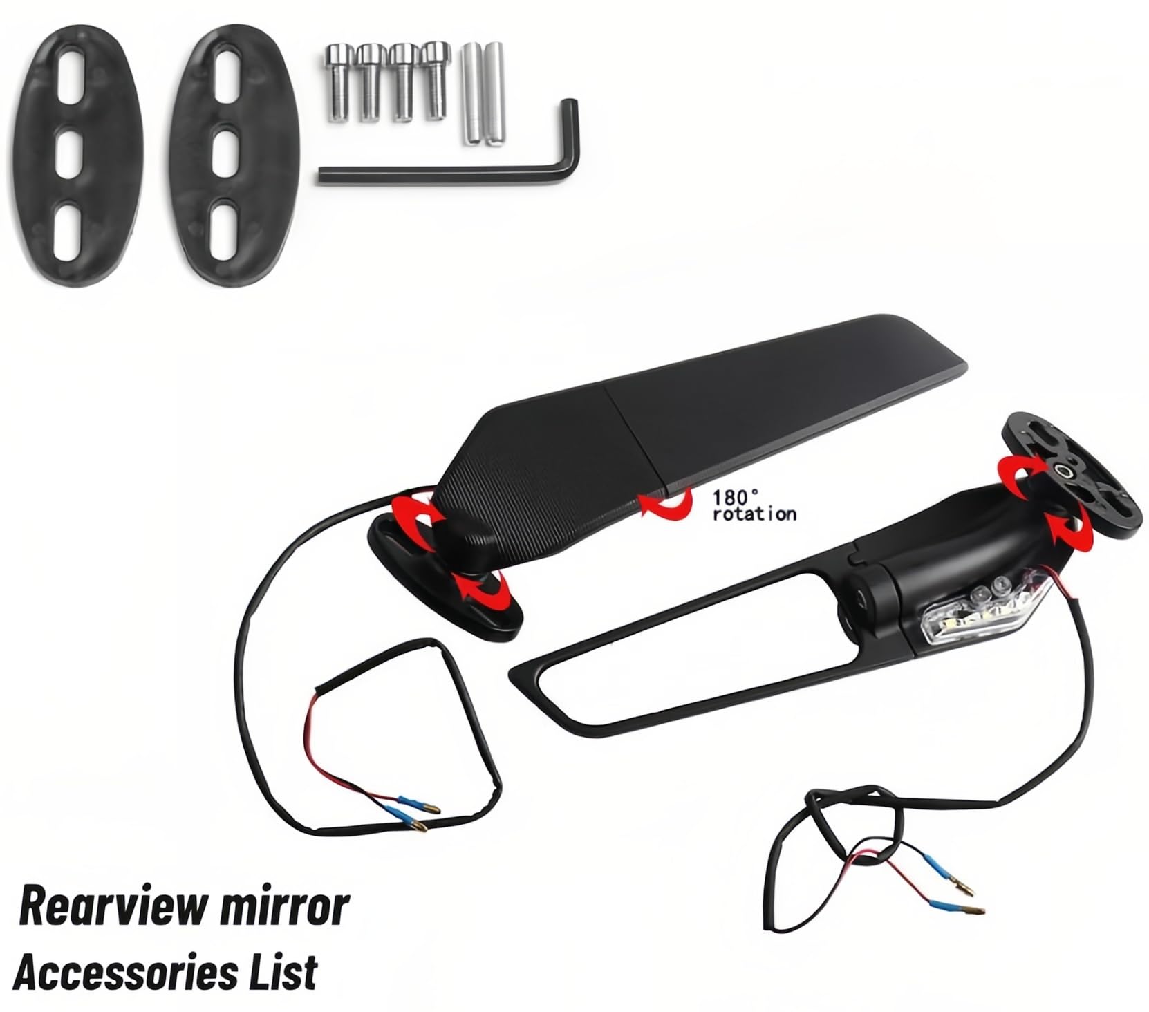 Rétroviseurs de moto, rotatifs à 360 ° avec clignotants à LED, rétroviseurs invisibles para Honda CBR600RR, para Kawasaki Ninja 300, para Suzuki GSXR 600, para Yamaha, para Ducati