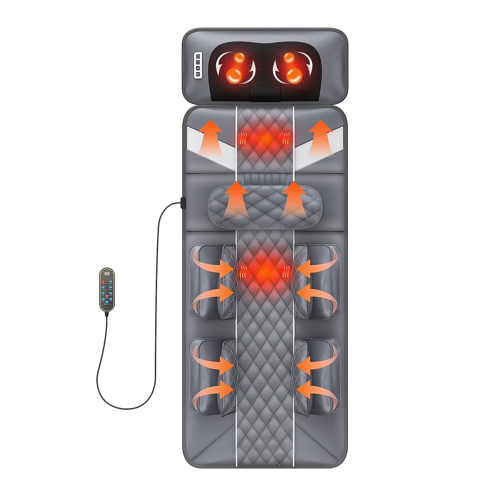 Colchón de Masaje de Calentamiento y vibración, cojín de Masaje Completo Sistema de Masaje Triple SPA Shiatsu, Vibración, Termoterapia para aliviar el Dolor