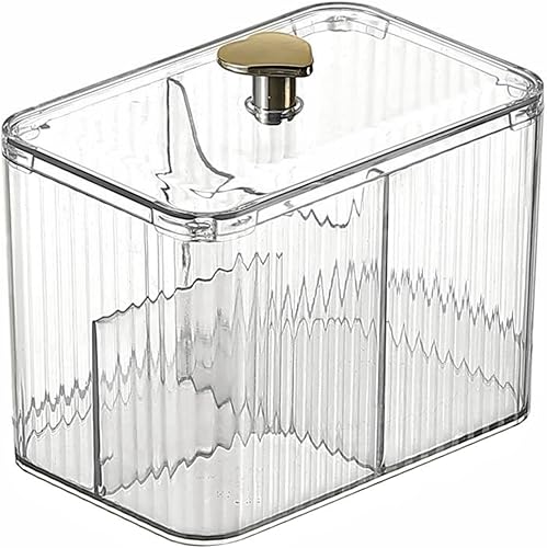 Soporte para hisopos de algodón con 3 compartimentos, organizador de almacenamiento de tocador de baño transparente
