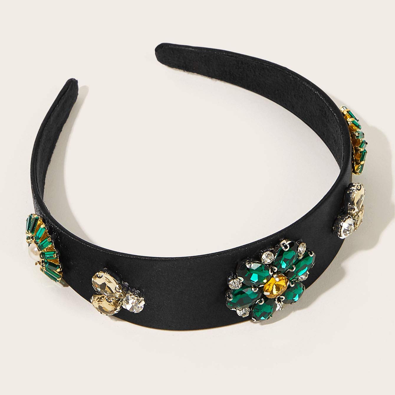 Mottery Metal Leaf Faux Pearl Butterfly Hair Hoop Headbands Women Hair Head Bands Gemstone Decor Headband for Women Wide Fashion Hair Accessories (swhairac03190729372)