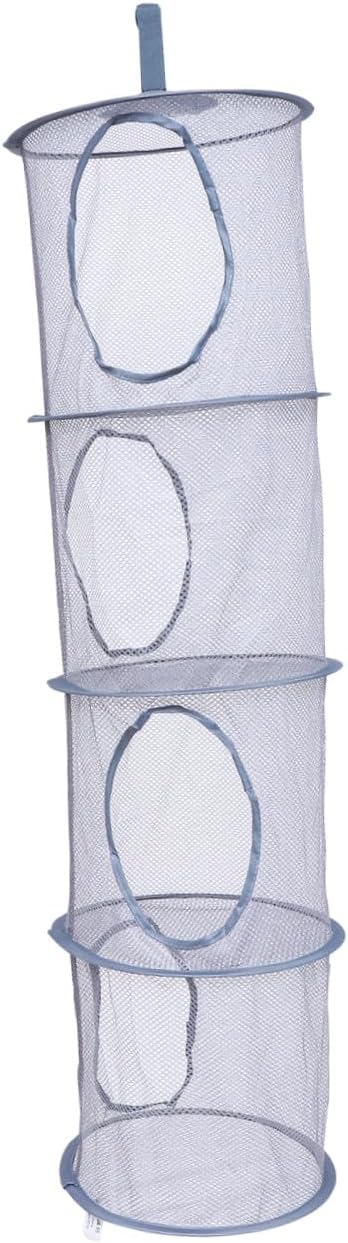 Foldable Hanging Clothes Drying Basket 4 Layer Polyester Laundry Organizer
