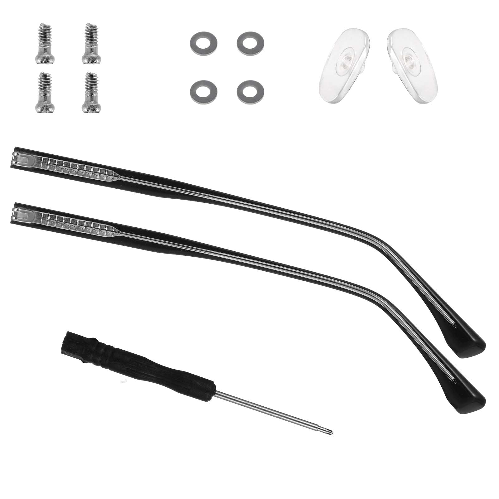 WY LIGHTING LEVEL1 Pair Black Eyeglasses Arms Legs Glasses Replacement Temple Universal Glasses Repair Kit Eyeglasses Replacement Accessories DIY Temples With Screws Washers Screwdrivers Nose Pads for Glass Sunglasses