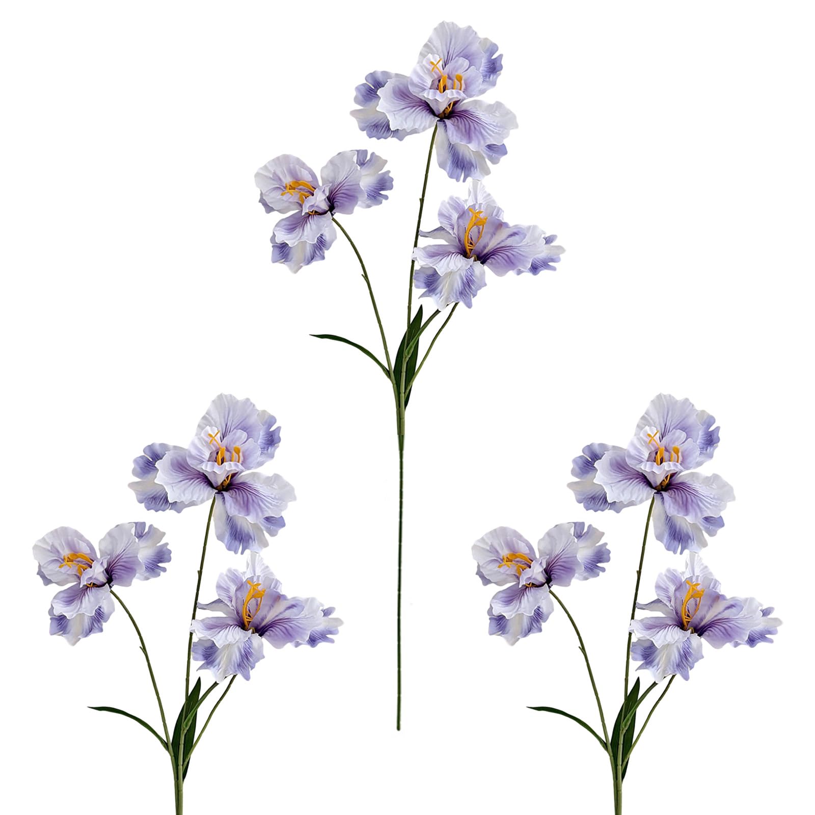 PANGBOER Of 3 Realistic Irises Flower Arrangements Artificial Silk Fade Proof Stems for Home Offices Decors