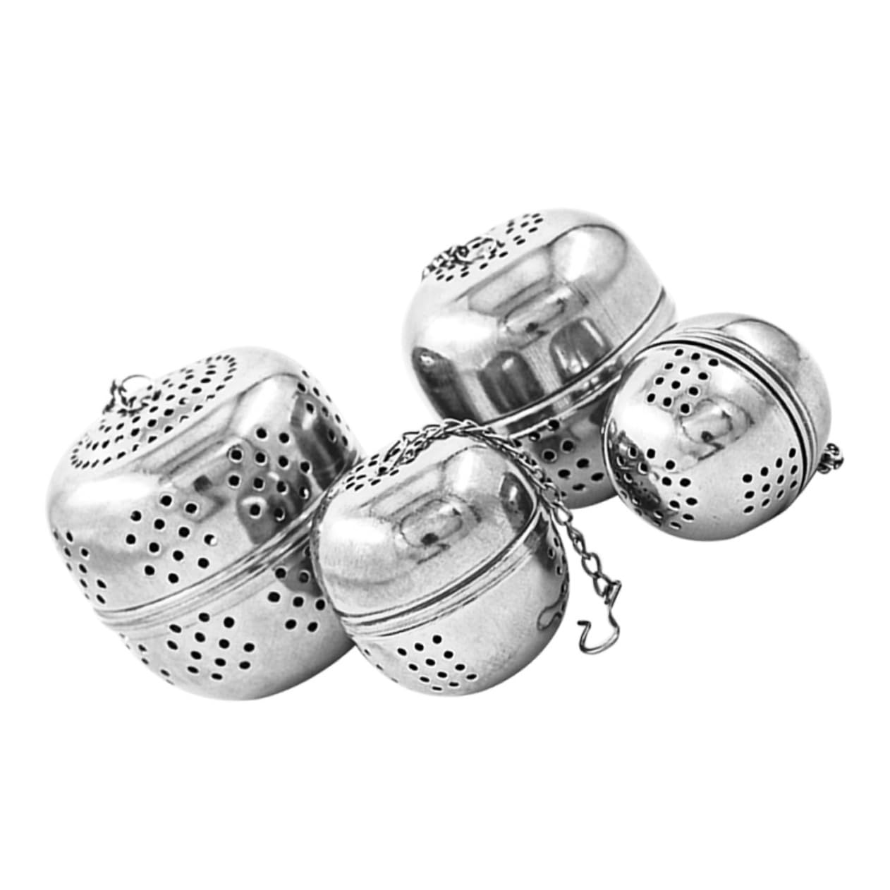 ULTECHNOVO 4Pcs Stainless Steel Seasoning Mesh Strainers with Hanging Chain Multi Purpose Tea Ball Filters for Hot Pot and Loose Leaf Tea Easy to Clean and Disassemble Food Grade Quality