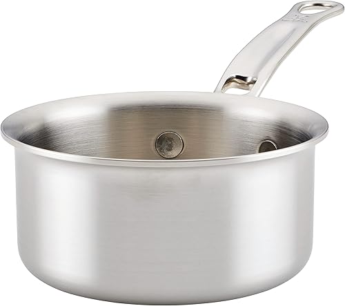 Thomas Keller Insignia de Hestan - Calentador de mantequilla de acero inoxidable de 0.75 cuartos de galón, compatible con placa de inducción