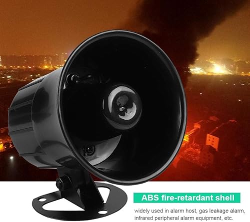 Miniatura 6 de Tosuny ES-626 sirena - 12V 110dB altavoz agudos Alarma de cuerno fuerte para seguridad al aire libre (negro)