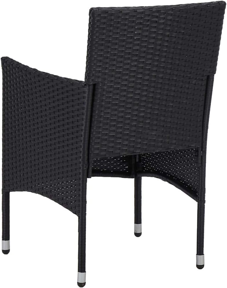 Patio Dining Chairs 2pcs,Garden Chair,Modern Style,High Back Chairs,Lounge Chairs,Lawn Chairs,Club Chairs,Outdoor Chair,for Garden,Backyard,Lawn,Porch,Poolside and Balcony,Poly Rattan Black