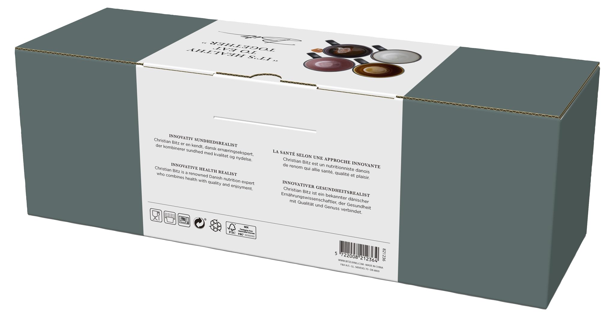 BITZ Tasses à café, tasses en grès, tasses à café avec anse, en set (4 pièces), bicolore, 30 cl