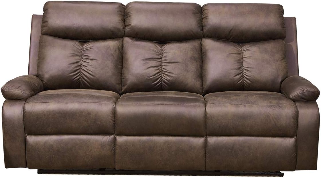Microfiber Fabric Recliner Sofa Set Living Room Set in Brown 8065 (Sofa)