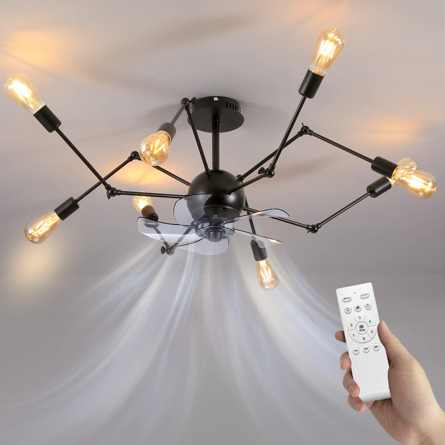 Aukali Ceiling Fans with Lights, Low Profile Ceiling Fan with Lights Remote Control, 45