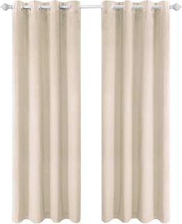 Ystyle Samt Vorhang Blickdicht 2er Set, H225 x B140 cm, Beige