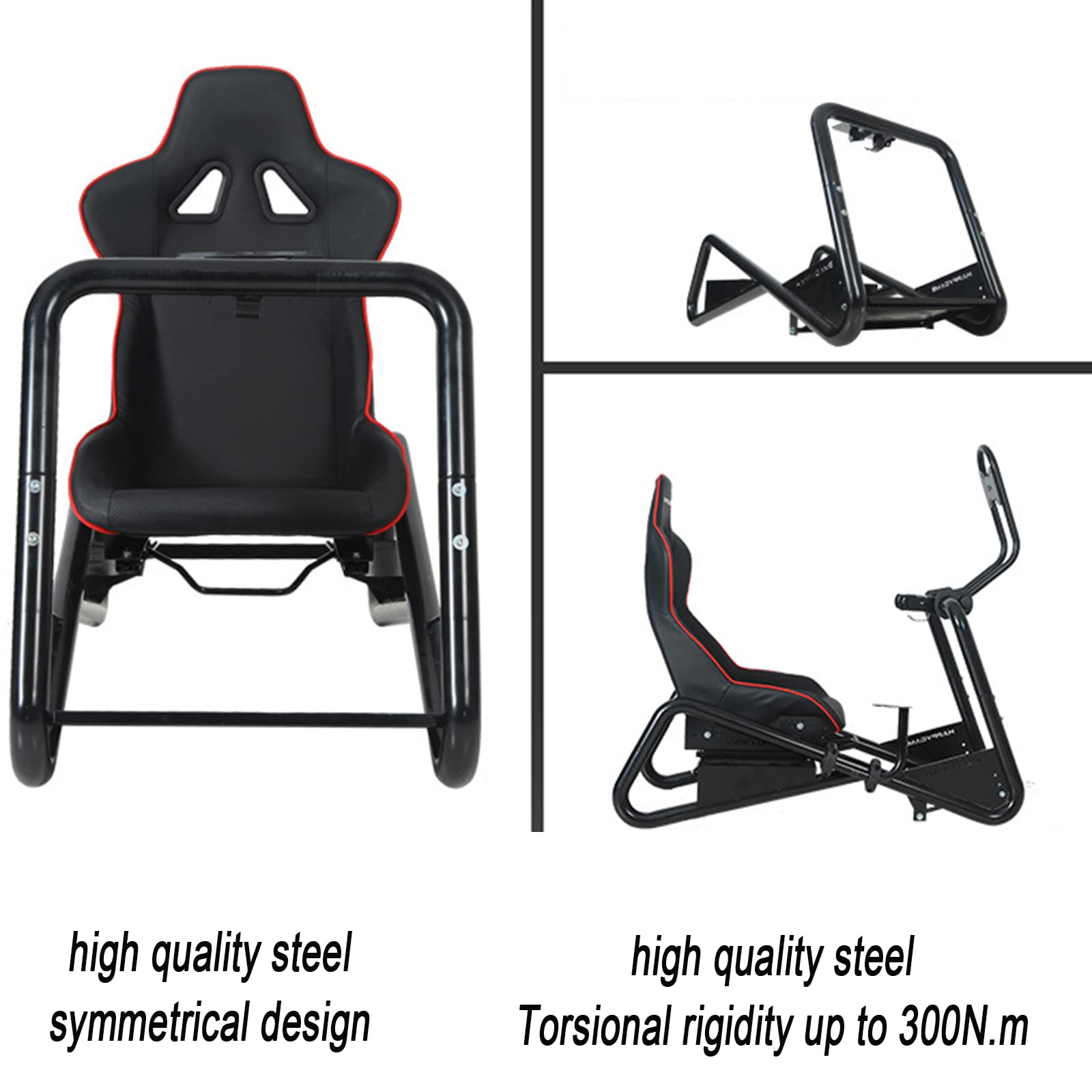 Cockpit simulateur de course, support réglable avec siège de course, mousse de soutien et cuir, design ergonomique pour une expérience de jeu améliorée