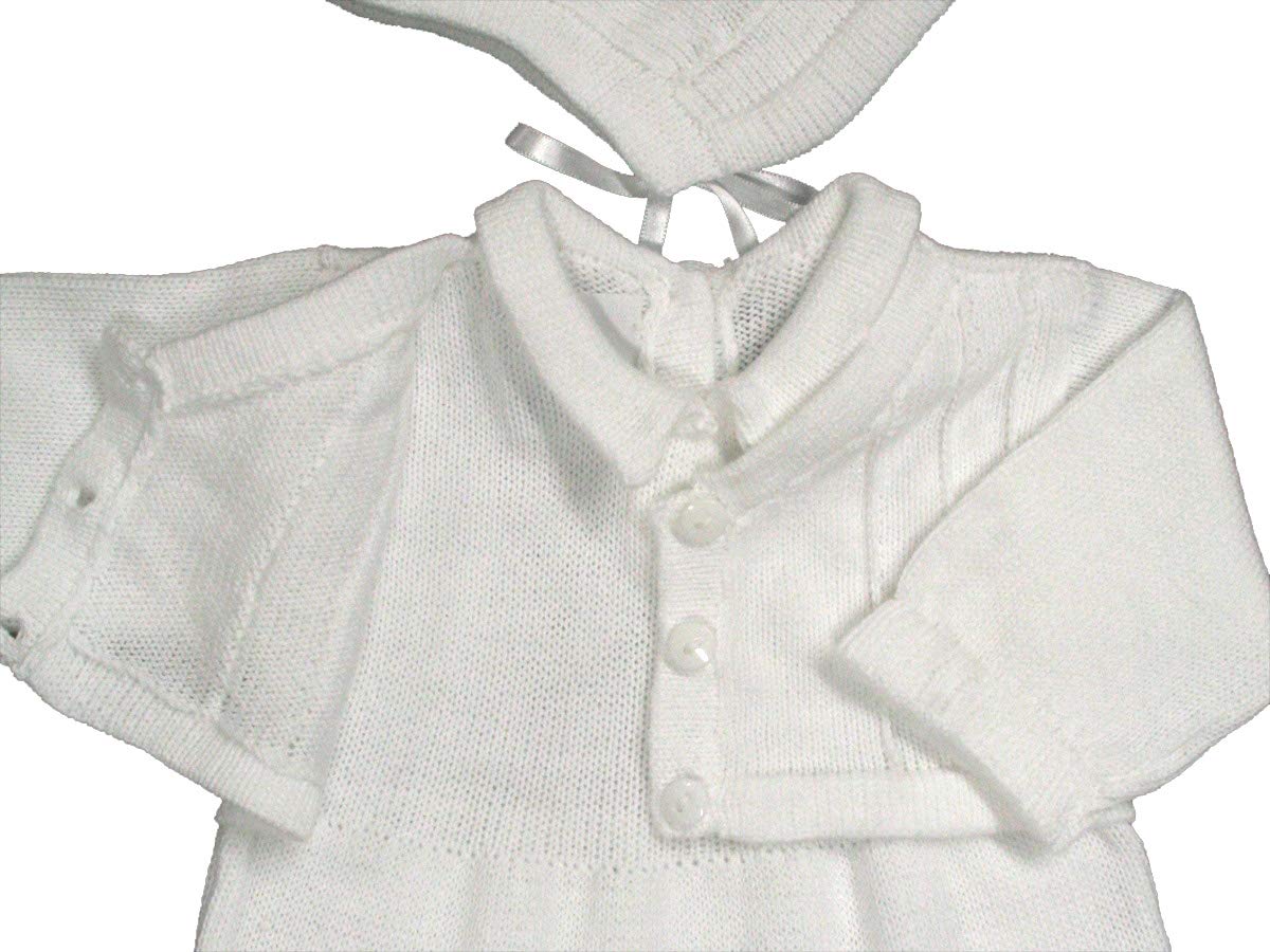 Baby's Trousseau Mock Sweater Knit Romper w/Hat A1135 (9 Months) White