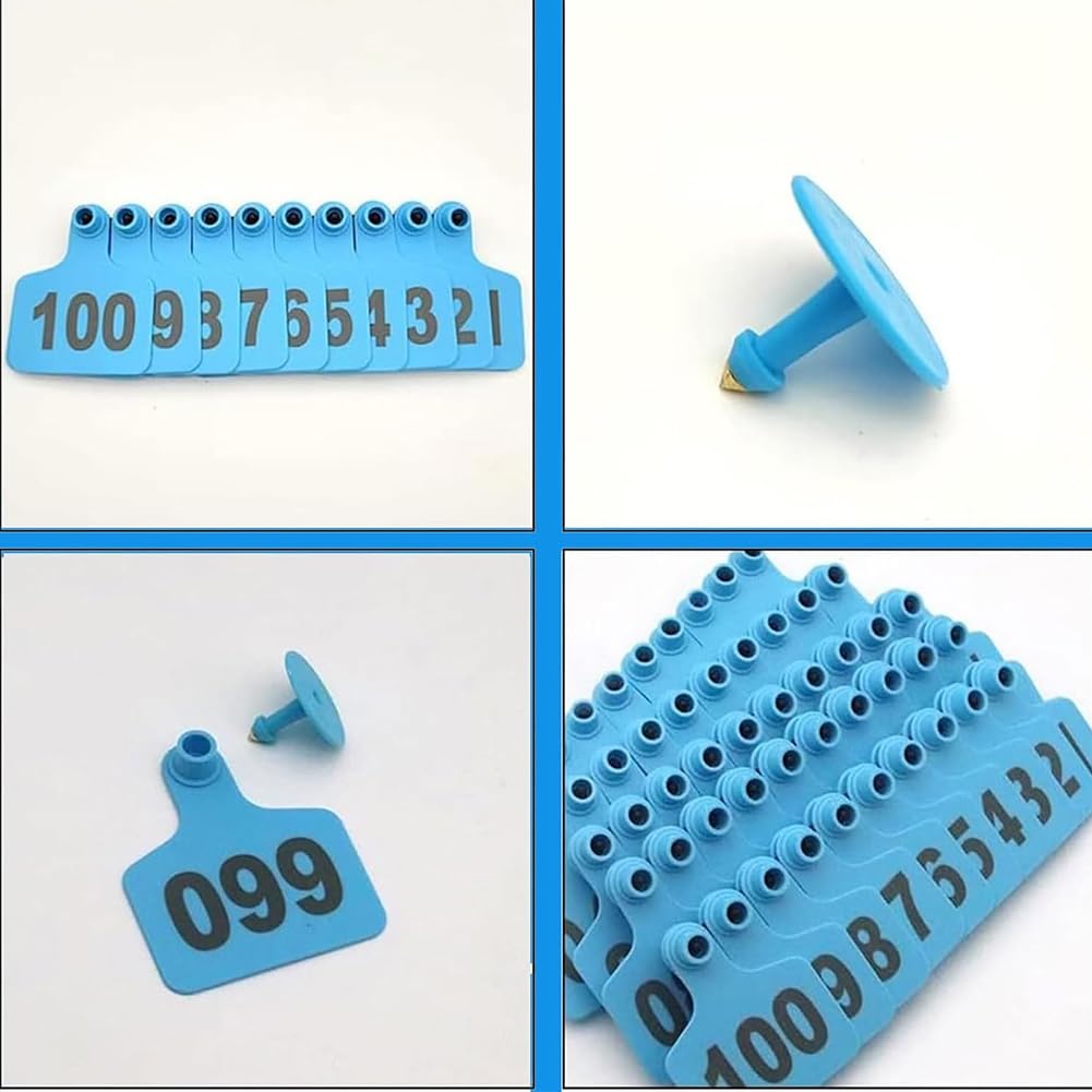 Plastikowe etykiety dla zwierząt hodowlanych, Identyfikacja zwierząt Kolczyki dla bydła 6x7,5 cm Wielokolorowe opakowanie 100 sztuk ponumerowanych 001-1000(Pink,401-500)