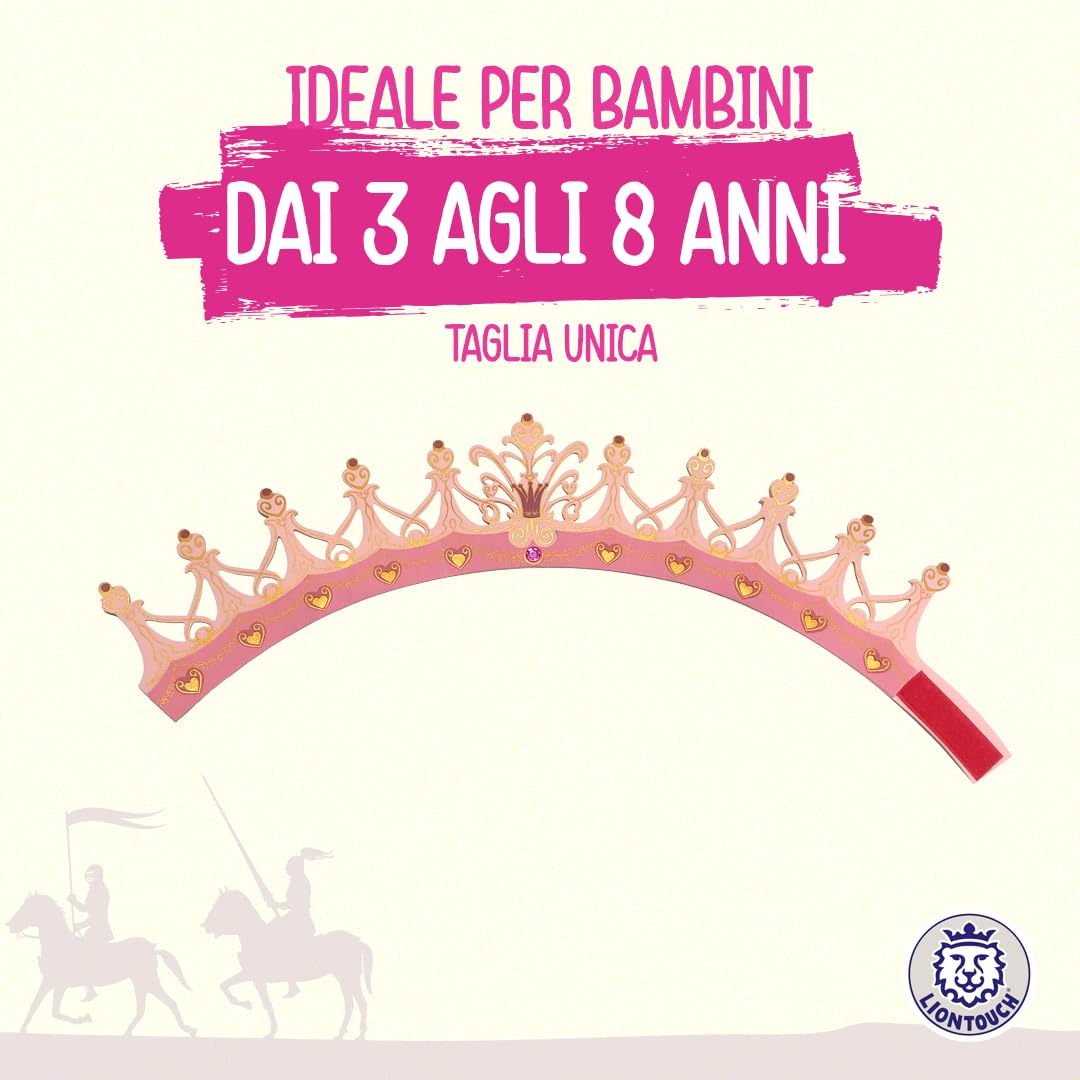 Liontouch - Corona da Regina Rosa per Ragazze | età 3-8 - Misura Regolabile | Accessorio per Giochi di Ruolo, Travestimenti, Costumi Regali, Abiti a Tema per Bimbe | Realizzata in Gommapiuma Durevole