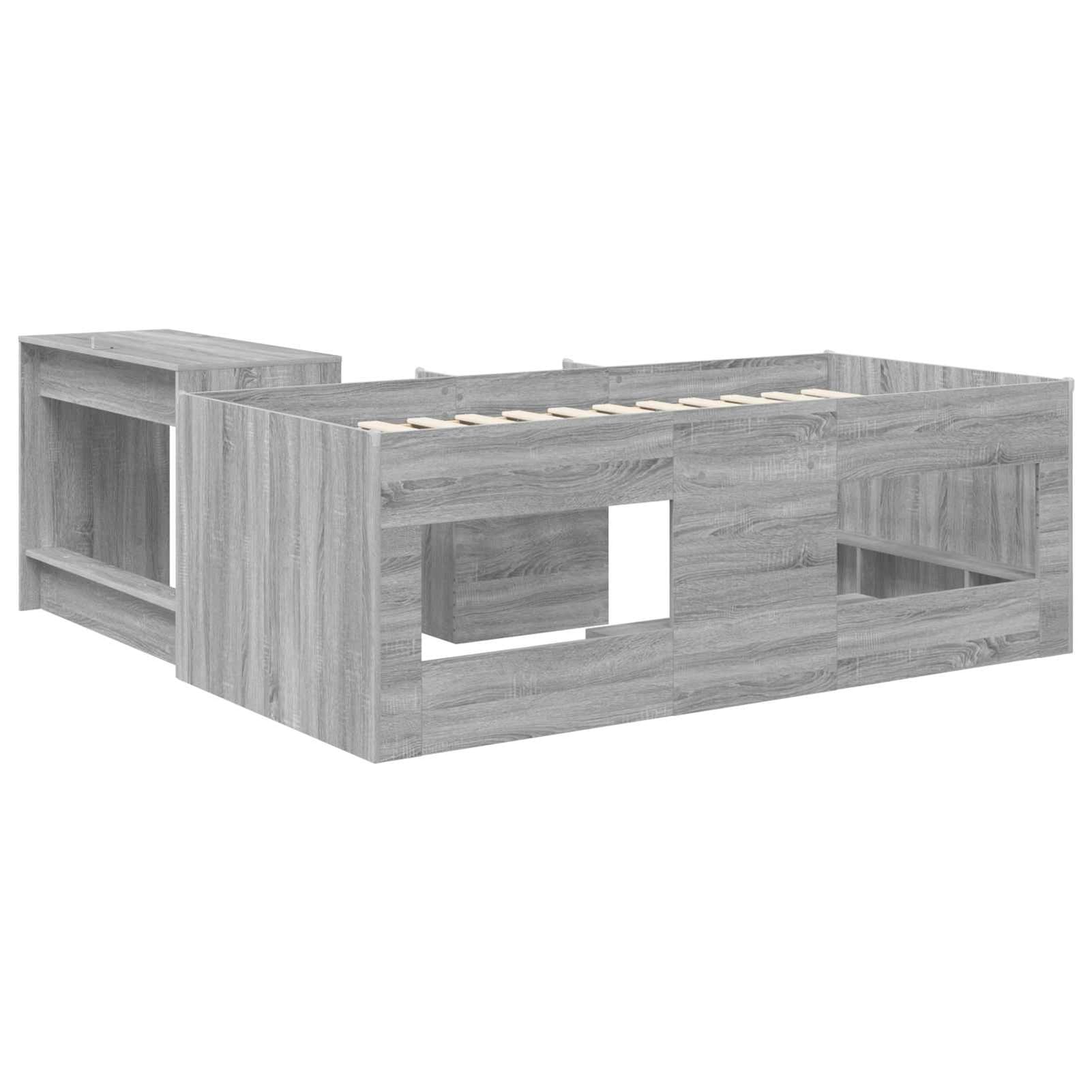 Gecheer 2 STK. Hochbett mit Schreibtisch 193x96x68,5 cm, stabiles Kinderbett aus Holzwerkstoff mit integriertem Schreibtisch und Lattenrost für kleine Schlafzimmer3423483