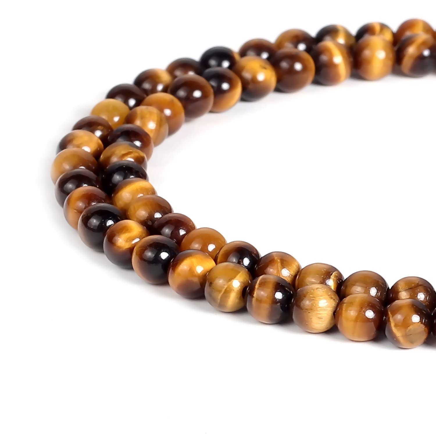 BEADNOVA Yellow Tiger Eye Beads Natural Crystal Beads Stone Gemstone Round Loose Energy Healing with Crystal Stretch Cord for Jewelry Making (4mm, 90-92pcs)